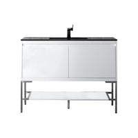 47.3" Mantova Single Bathroom Vanity, Glossy White w/ Brushed Nickel Base