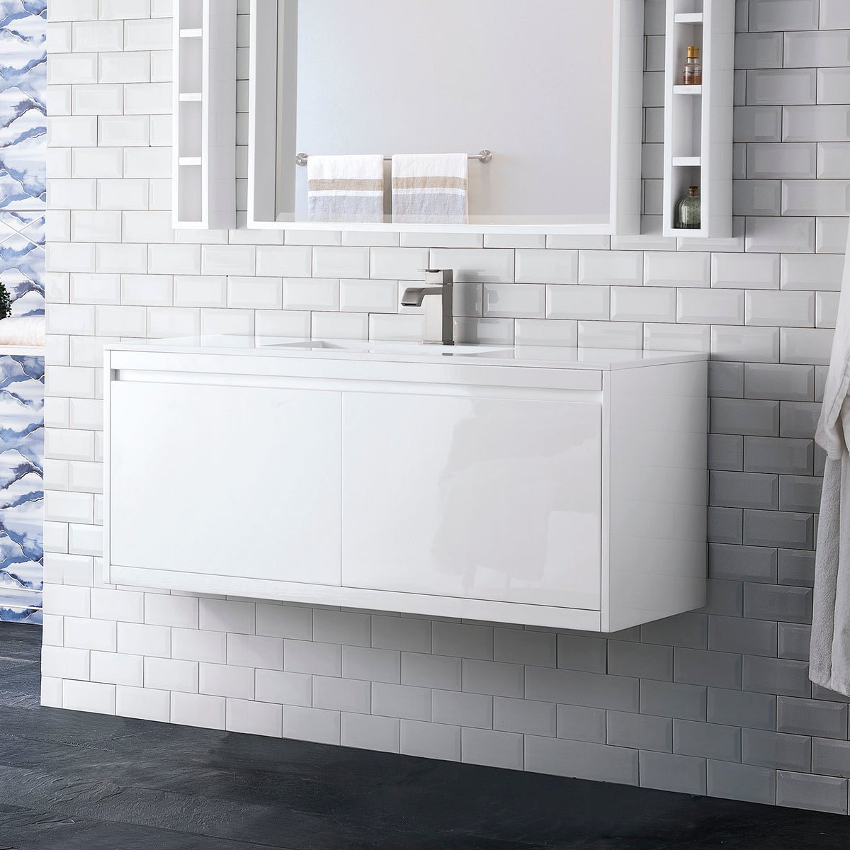 47.3" Mantova Single Bathroom Vanity, Glossy White