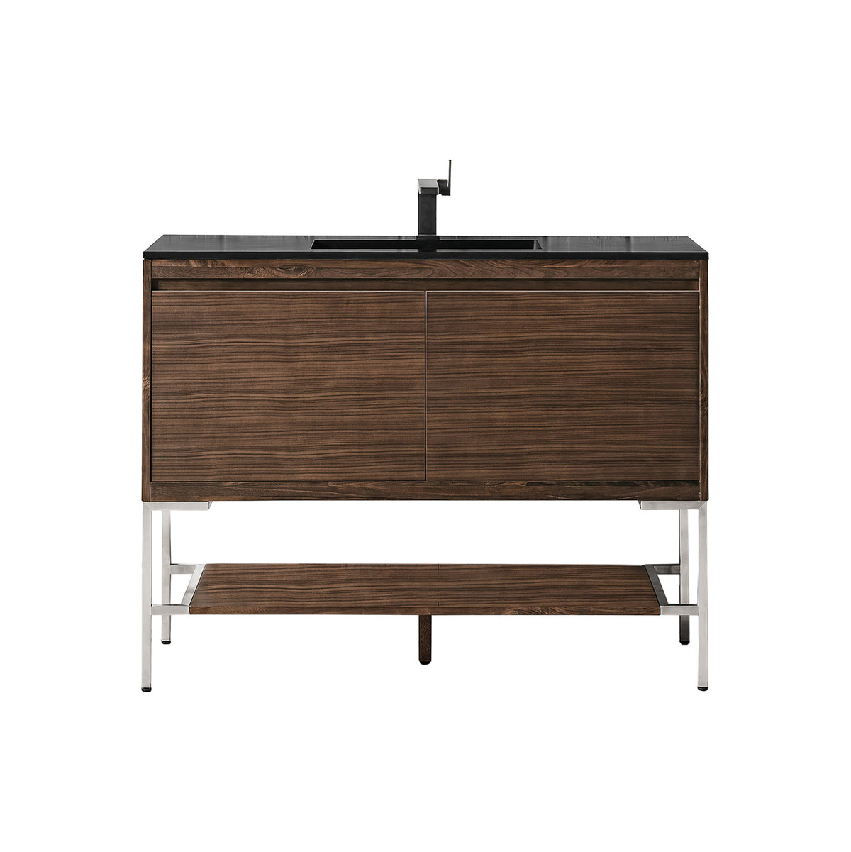 47.3" Mantova Single Bathroom Vanity, Mid-Century Walnut w/ Brushed Nickel Base