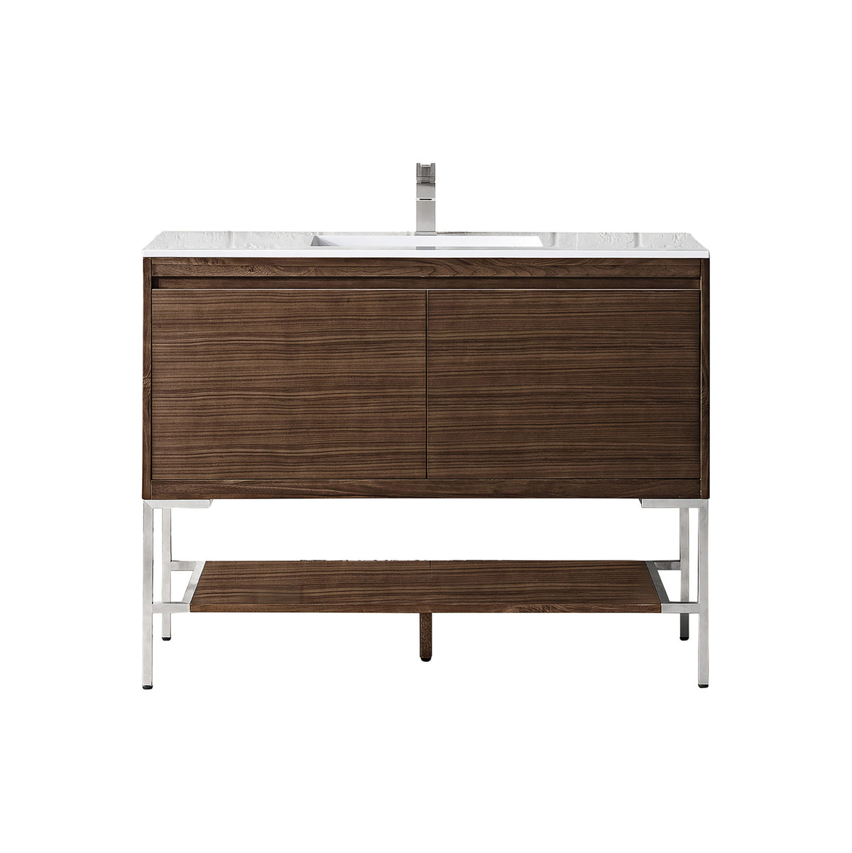 47.3" Mantova Single Bathroom Vanity, Mid-Century Walnut w/ Brushed Nickel Base