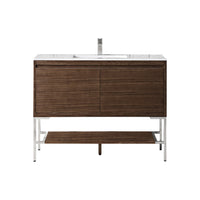 47.3" Mantova Single Bathroom Vanity, Mid-Century Walnut w/ Brushed Nickel Base