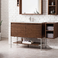 47.3" Mantova Single Bathroom Vanity, Mid-Century Walnut w/ Brushed Nickel Base