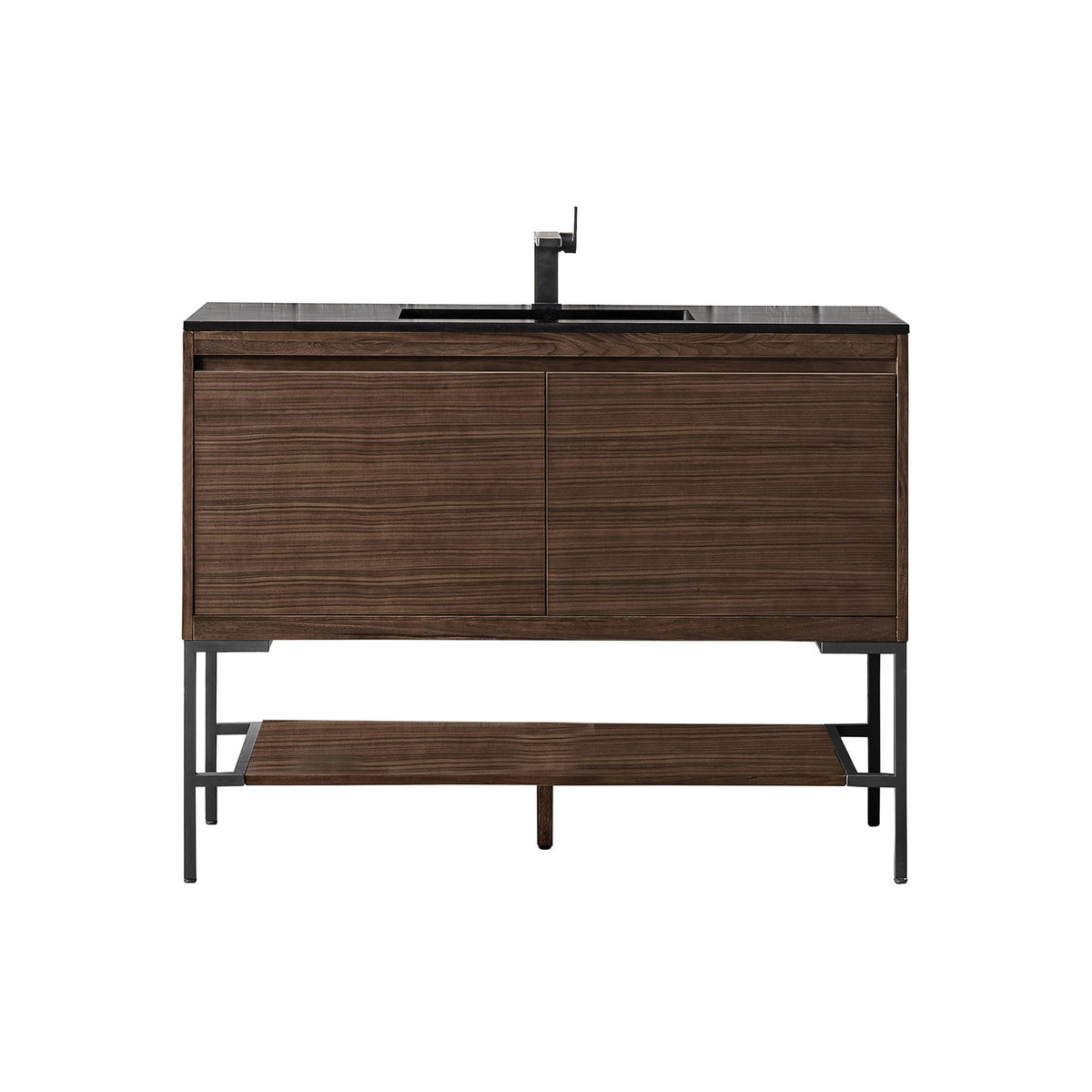 47.3" Mantova Single Bathroom Vanity, Mid-Century Walnut w/ Matte Black Base