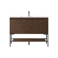 47.3" Mantova Single Bathroom Vanity, Mid-Century Walnut w/ Matte Black Base