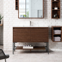 47.3" Mantova Single Bathroom Vanity, Mid-Century Walnut w/ Matte Black Base