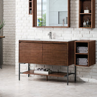 47.3" Mantova Single Bathroom Vanity, Mid-Century Walnut w/ Matte Black Base