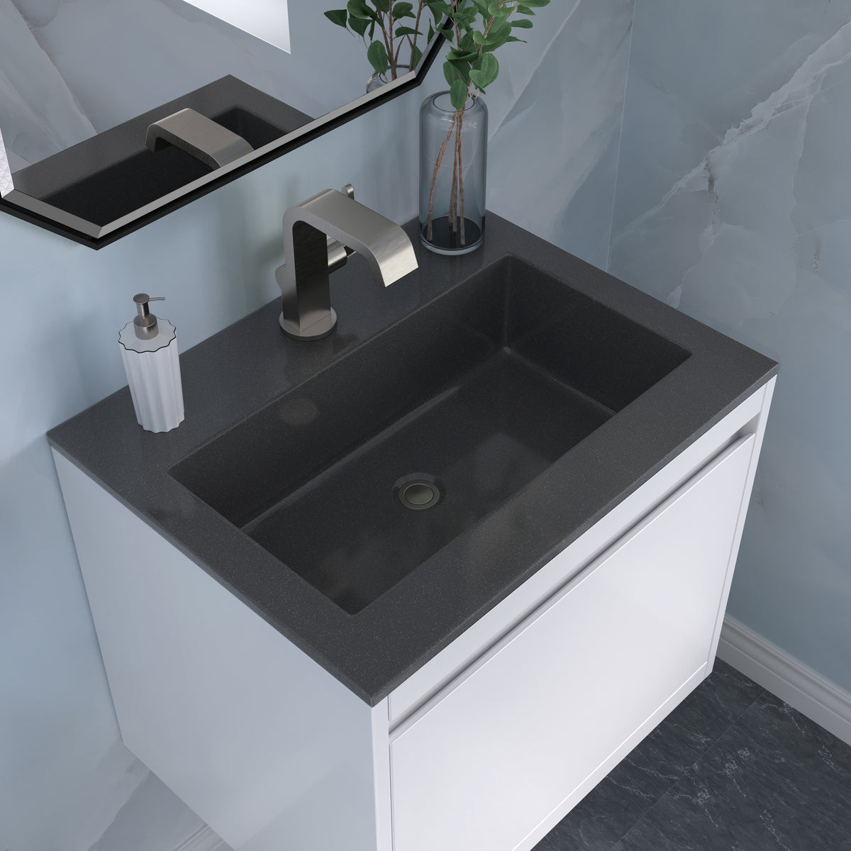 23.6" Mantova Single Bathroom Vanity, Glossy White