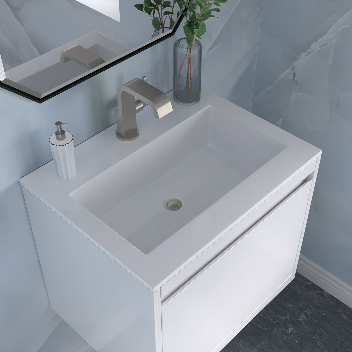 23.6" Mantova Single Bathroom Vanity, Glossy White