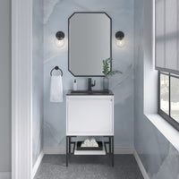 23.6" Mantova Single Bathroom Vanity, Glossy White w/ Matte Black Base