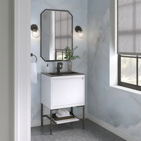 23.6" Mantova Single Bathroom Vanity, Glossy White w/ Matte Black Base