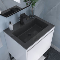 23.6" Mantova Single Bathroom Vanity, Glossy White w/ Matte Black Base