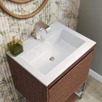 23.6" Mantova Single Bathroom Vanity, Mid-Century Walnut w/ Brushed Nickel Base