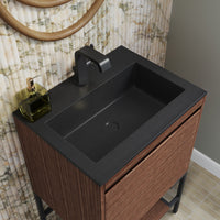 23.6" Mantova Single Bathroom Vanity, Mid-Century Walnut w/ Matte Black Base