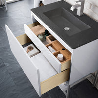 31.5" Mantova Single Bathroom Vanity, Glossy White w/ Matte Black Base