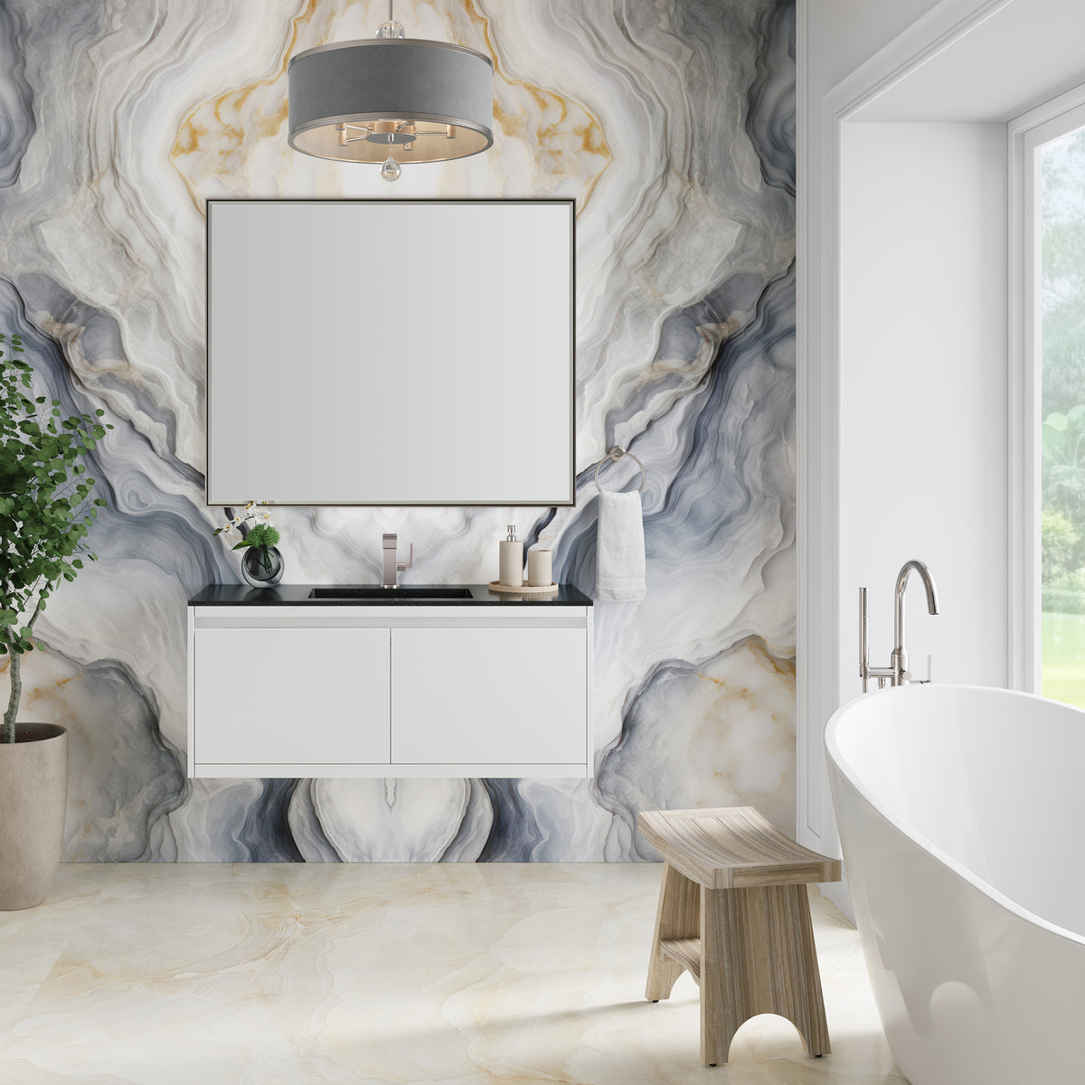 47.3" Mantova Single Bathroom Vanity, Glossy White