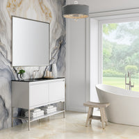 47.3" Mantova Single Bathroom Vanity, Glossy White w/ Brushed Nickel Base