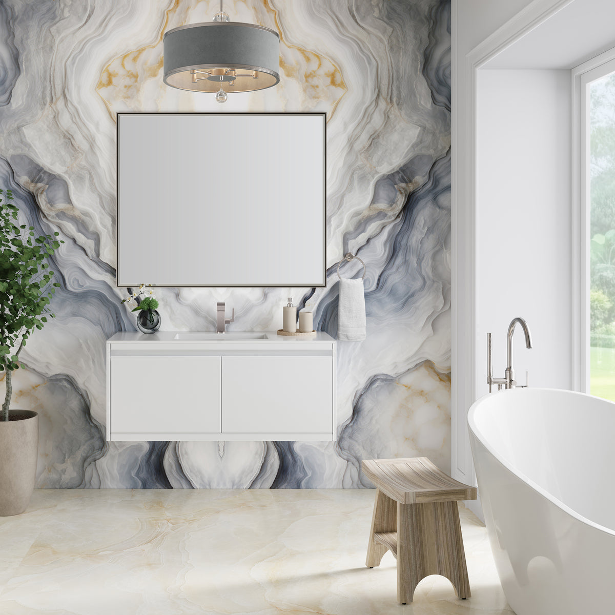 47.3" Mantova Single Bathroom Vanity, Glossy White