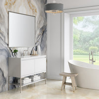 47.3" Mantova Single Bathroom Vanity, Glossy White w/ Brushed Nickel Base