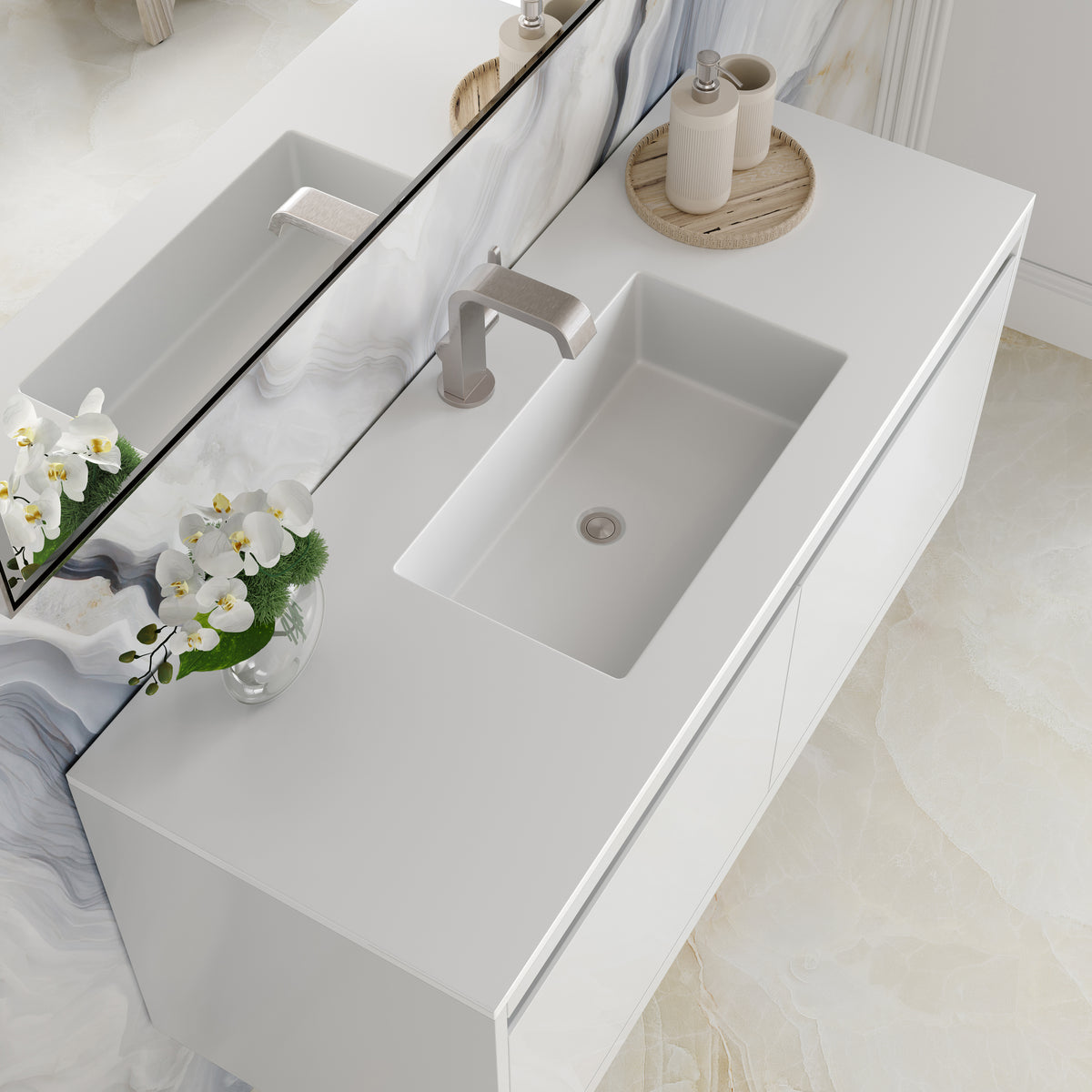 47.3" Mantova Single Bathroom Vanity, Glossy White