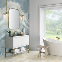 47.3" Mantova Single Bathroom Vanity, Glossy White w/ Champagne Brass Base