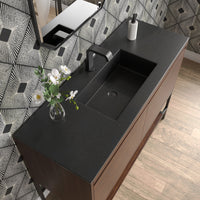 47.3" Mantova Single Bathroom Vanity, Mid-Century Walnut w/ Matte Black Base