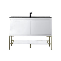 47.3" Mantova Single Bathroom Vanity, Glossy White w/ Champagne Brass Base