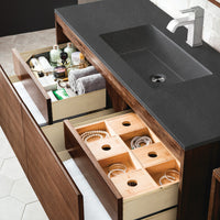 47.3" Mantova Single Bathroom Vanity, Mid-Century Walnut w/ Champagne Brass Base