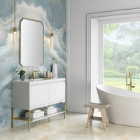 47.3" Mantova Single Bathroom Vanity, Glossy White w/ Champagne Brass Base