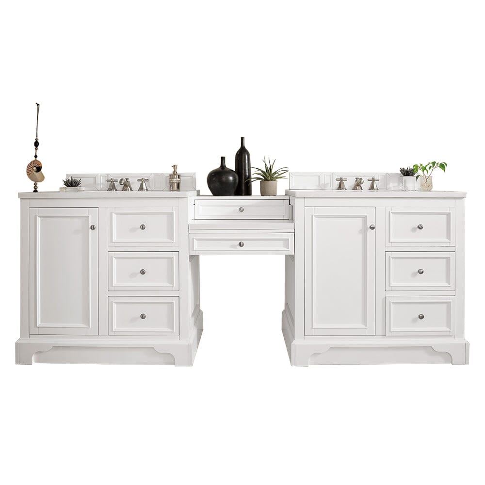 94 de Soto Double Bathroom Vanity with Makeup Counter, Bright White