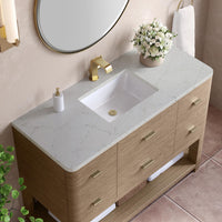 48" Lucian Single Vanity, Pebble Oak with Victorian Silver Quartz Top