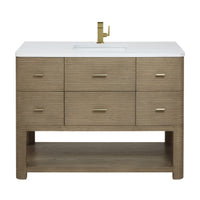 48" Lucian Single Vanity, Pebble Oak with White Zeus Quartz Top