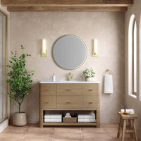 48" Lucian Single Vanity, Pebble Oak with White Zeus Quartz Top