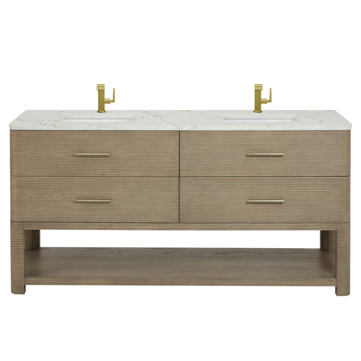 72" Lucian Double Vanity, Pebble Oak with Victorian Silver Quartz Top