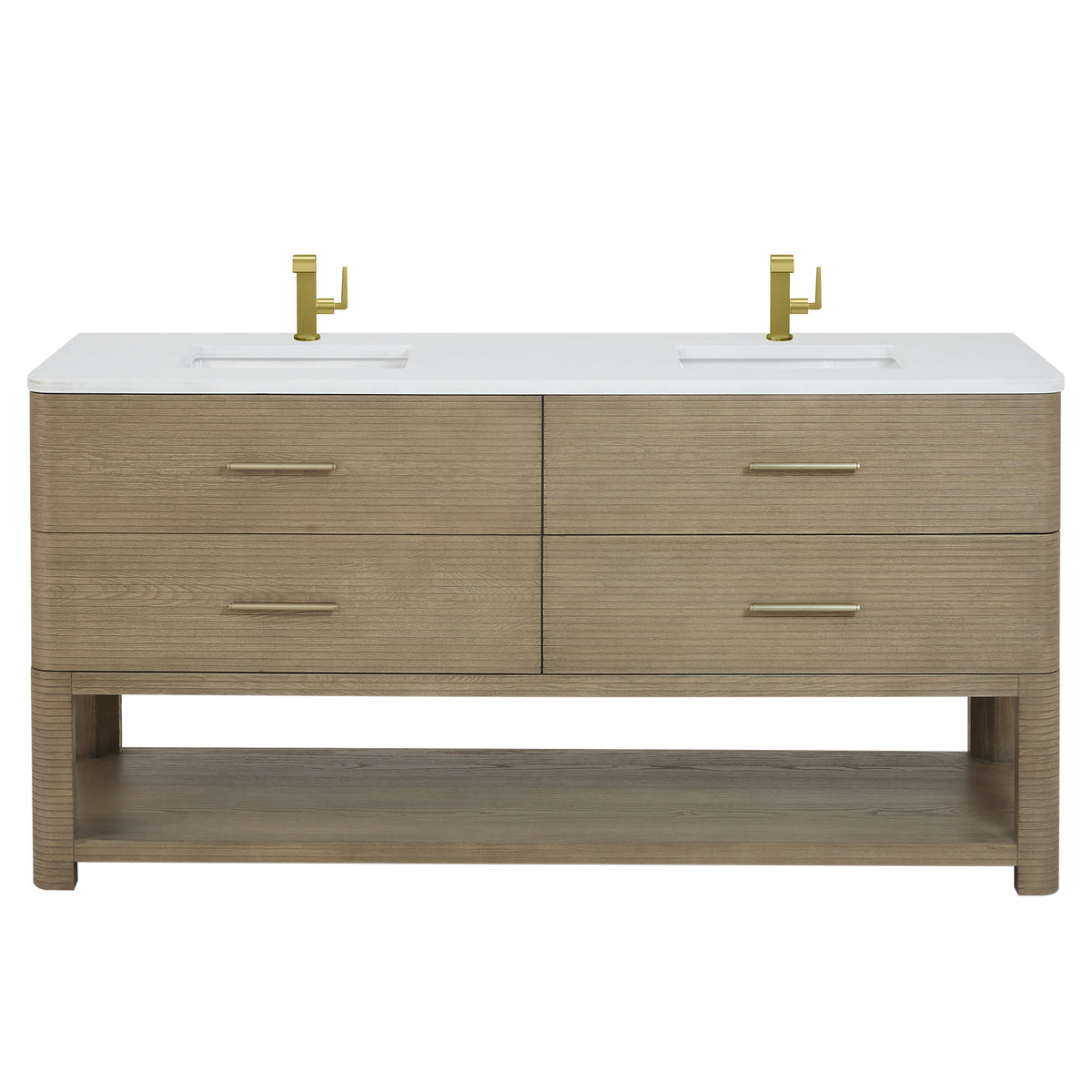 72" Lucian Double Vanity, Pebble Oak