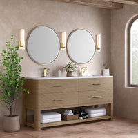 72" Lucian Double Vanity, Pebble Oak