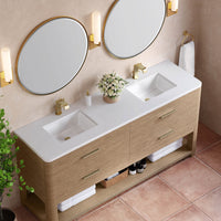 72" Lucian Double Vanity, Pebble Oak