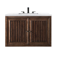 36" Athens Single Bathroom Vanity, Mid-Century Acacia w/ Arctic Fall Top