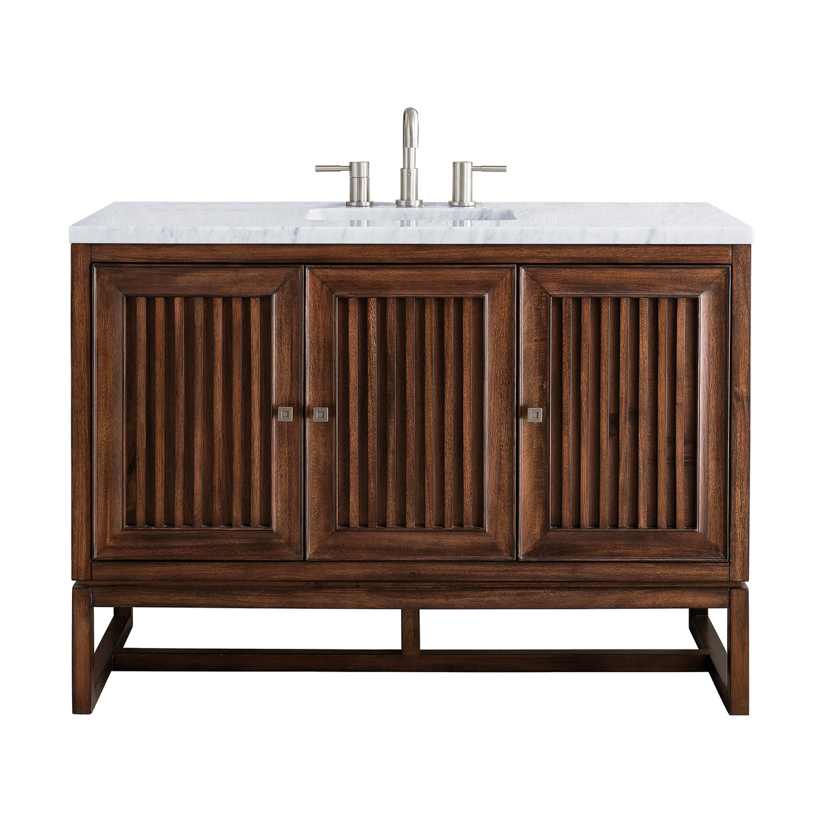 48" Athens Single Bathroom Vanity, Mid-Century Acacia w/ Arctic Fall Top