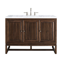 48" Athens Single Bathroom Vanity, Mid-Century Acacia w/ Carrara Marble Top