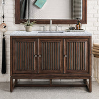 48" Athens Single Bathroom Vanity, Mid-Century Acacia w/ Carrara Marble Top