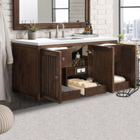 48" Athens Single Bathroom Vanity, Mid-Century Acacia w/ White Zeus Quartz Top