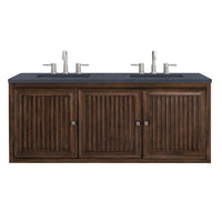 60" Athens Double Bathroom Vanity, Mid-Century Acacia w/ Charcoal Soapstone Quartz Top