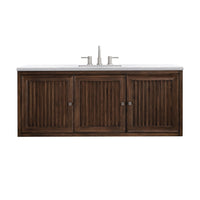 60" Athens Single Bathroom Vanity, Mid-Century Acacia w/ Arctic Fall Top