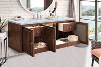 60" Athens Single Bathroom Vanity, Mid-Century Acacia w/ Carrara Marble Top