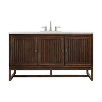 60" Athens Single Bathroom Vanity, Mid-Century Acacia w/ White Zeus Quartz Top