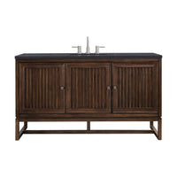 60" Athens Single Bathroom Vanity, Mid-Century Acacia w/ Charcoal Soapstone Quartz Top