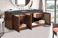 60" Athens Single Bathroom Vanity, Mid-Century Acacia w/ Charcoal Soapstone Quartz Top