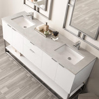 72" Brenlyn Double Vanity in Glossy White with Pietra Grey Quartz Top