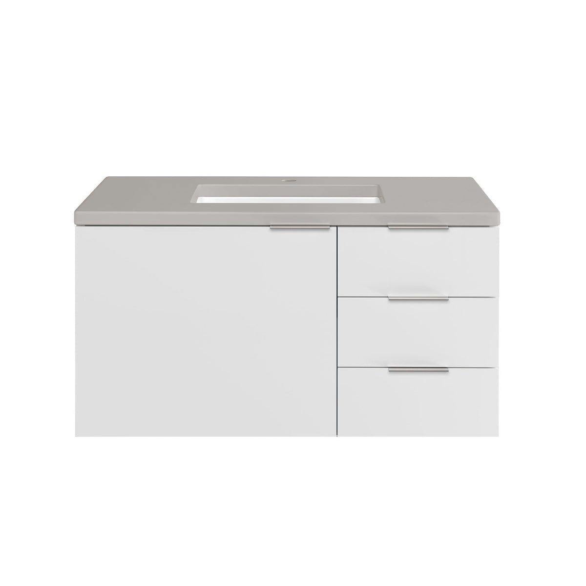 36" Brenlyn Single Vanity in Glossy White with Pietra Grey Quartz Top