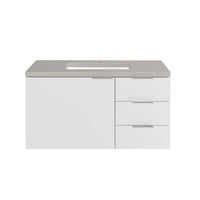 36" Brenlyn Single Vanity in Glossy White with Pietra Grey Quartz Top